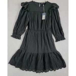 Universal Thread Women's Eyelet Ruffle Dress Extra Small XS Charcoal Gray NWT